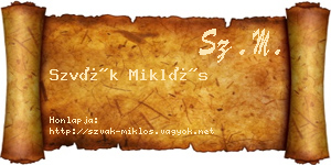 Szvák Miklós névjegykártya